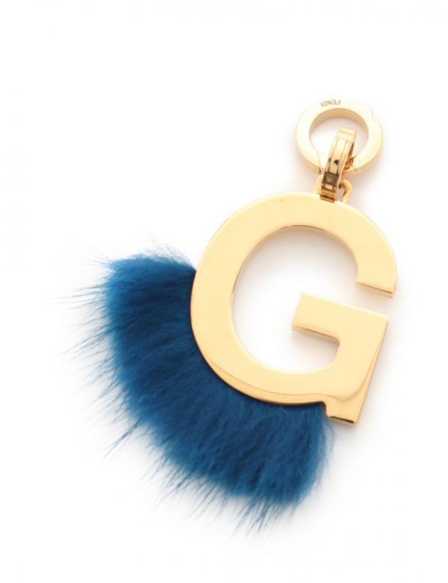 フェンディ FENDI チャーム エイビークリック イニシャルG ゴールド 青 