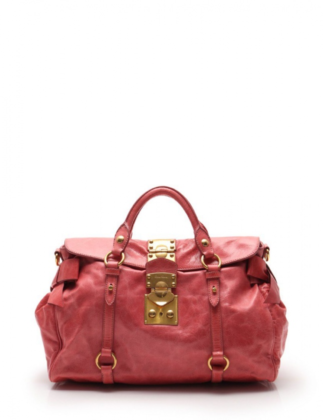 プラダ PRADA ハンドバッグ ショルダーバッグ サイドリボン ピンク 