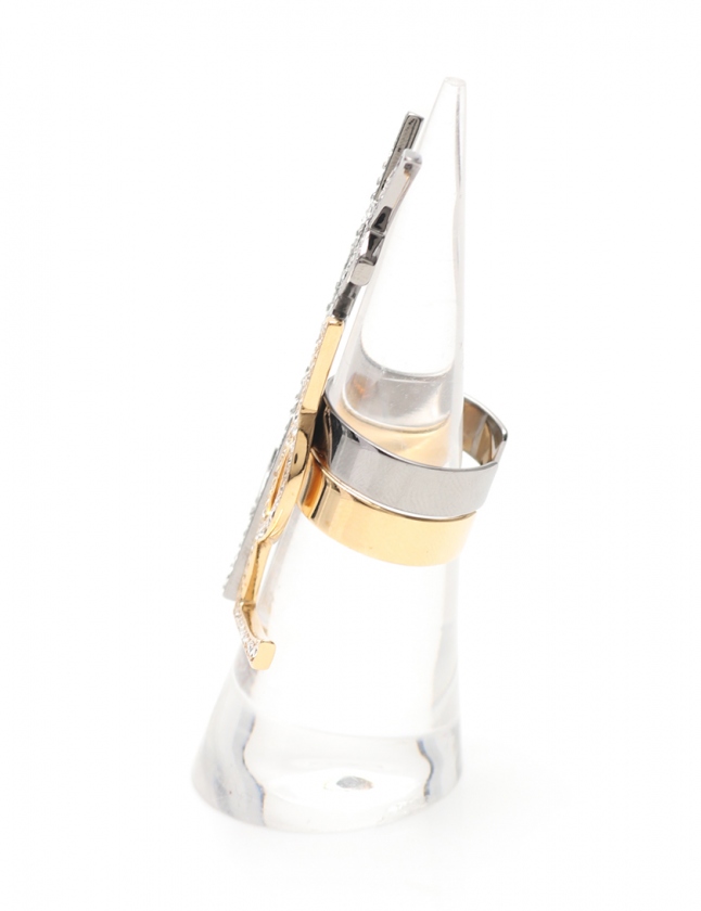 Yves Saint Laurent ゴールドリング 2点セット イヴサンローラン YVES SAINT LAURENT リング 2連 ゴールド シルバー