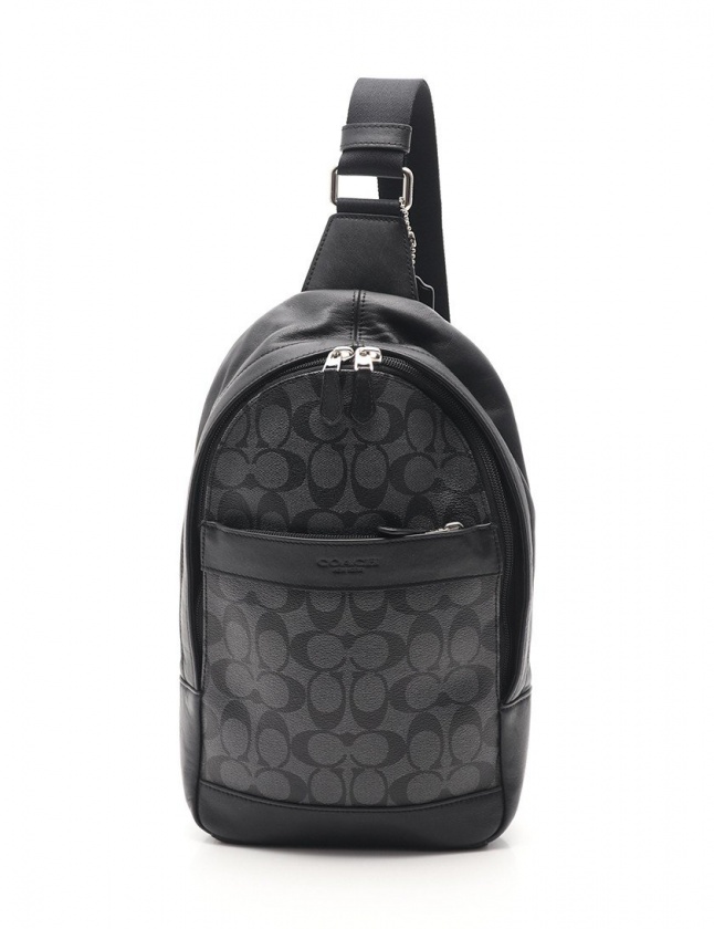 コーチ COACH ボディバッグ チャールズパック シグネチャー 黒 