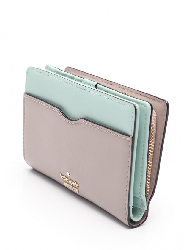 ケイトスペード KATE SPADE 二つ折り財布 グレー ミントブルー 小物 