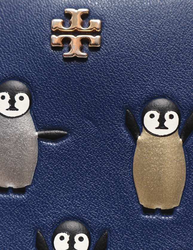 トリーバーチ TORY BURCH 二つ折り財布 ネイビー 黒 白 ゴールド