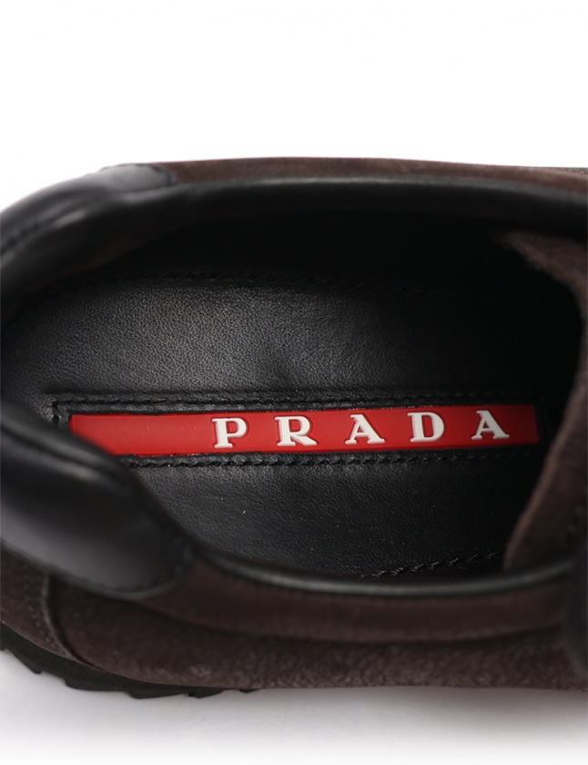 プラダスポーツ PRADA SPORT スニーカー 茶 黒 7 1/2 シューズ 26.5cm