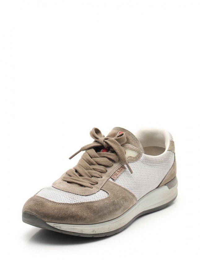 プラダスポーツ PRADA SPORT スニーカー グレーベージュ シルバー 7 