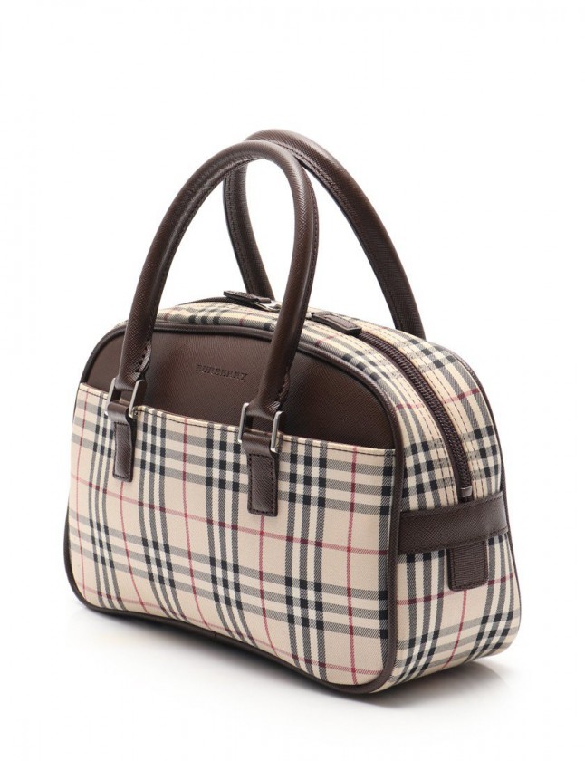 Burberry うさんくさい ボストンバッグ チェック柄 ベージュ・ブラウン