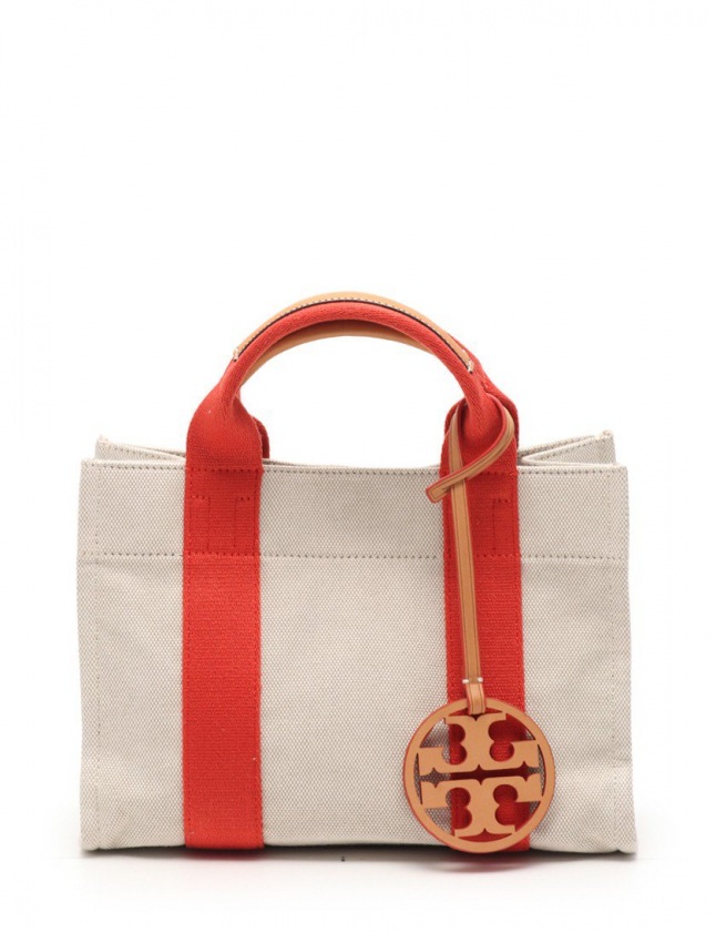 トリーバーチ TORY BURCH トートバッグ ベージュ ピンクオレンジ 