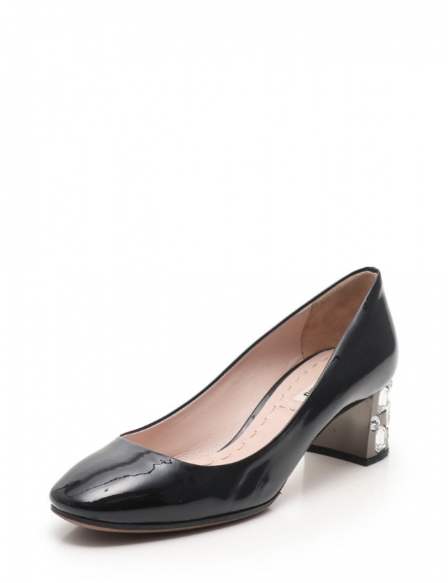 ミュウミュウ miumiu パンプス ヒール 黒 35 シューズ 22cm 517947 