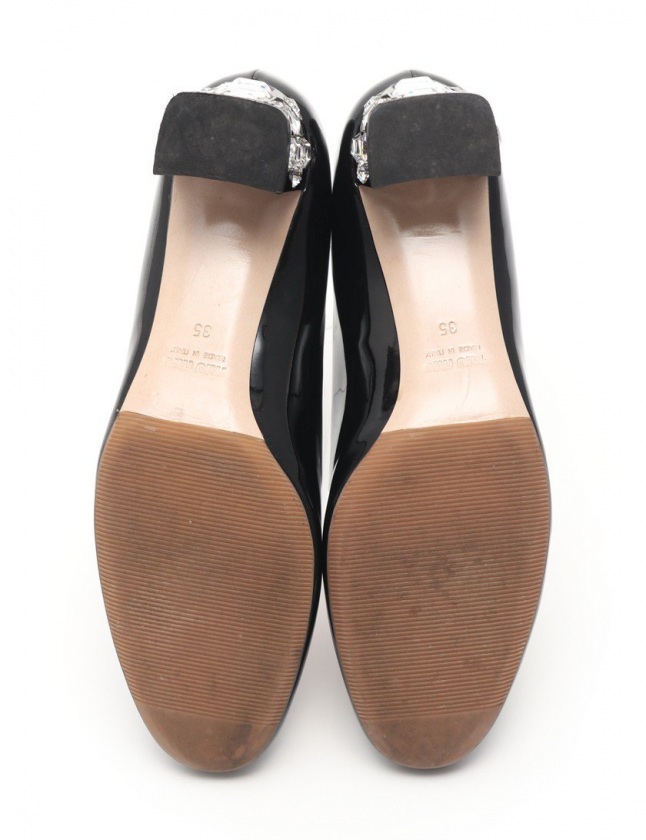 ミュウミュウ 35 22.5 レザー パンプス ピンヒール ブラック 黒 ミュウミュウ miumiu パンプス ヒール 黒 35 シューズ 22cm