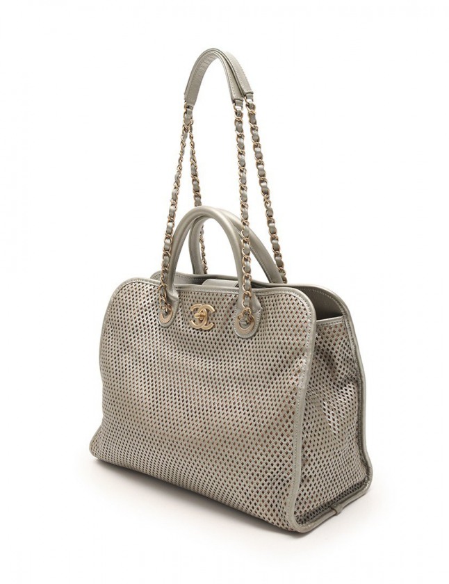 シャネル CHANEL チェーントートバッグ ココマーク シルバー A67654