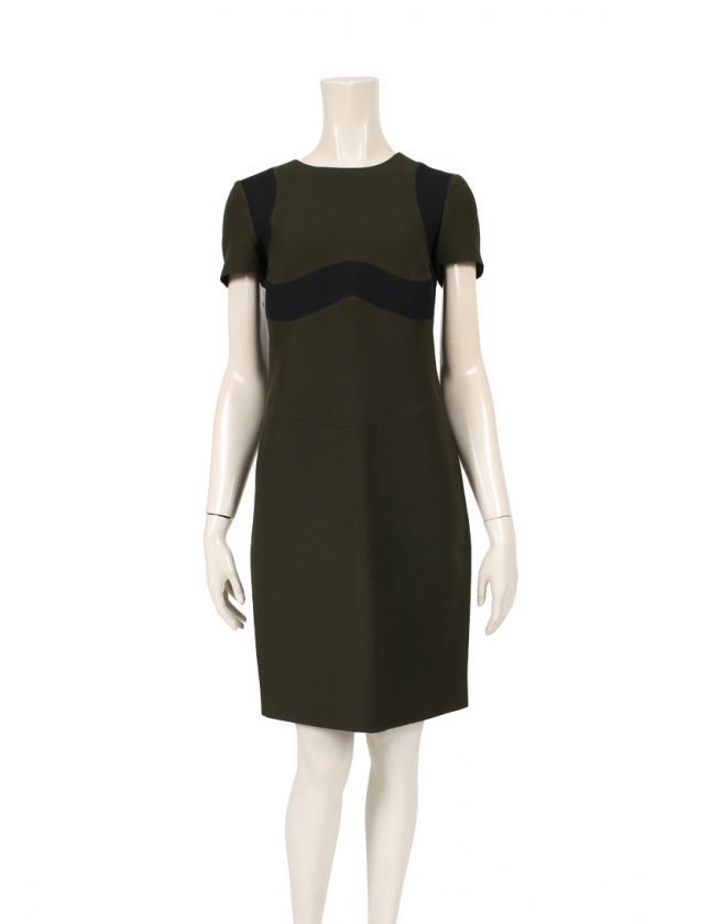 プラダ Prada ワンピース カーキグリーン 黒 38 半袖 Xs ウール レディース 114 ベクトルパーク
