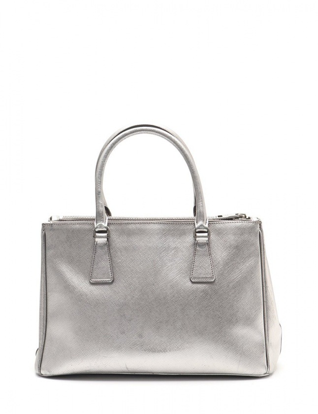 プラダ PRADA ハンドバッグ ショルダーバッグ シルバー サフィアーノ
