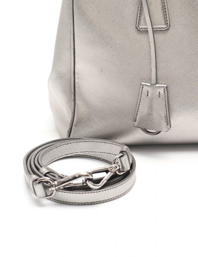 プラダ PRADA ハンドバッグ ショルダーバッグ シルバー サフィアーノ