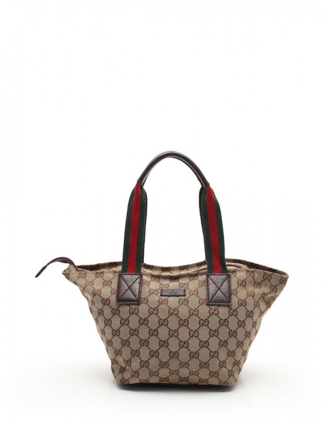 グッチ GUCCI トートバッグ GGキャンバス シェリーライン ベージュ 茶 