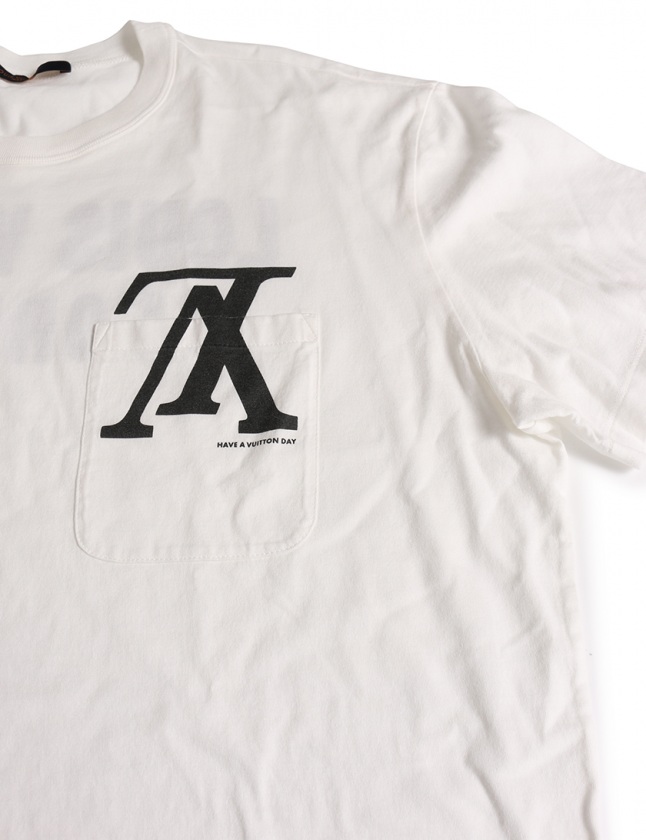 ルイヴィトン LOUIS VUITTON カットソー バックプリントTシャツ 白 黒 