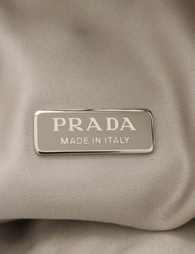 プラダ PRADA ショルダーバッグ ポーチ シルバー 1BC075 レザー シルク 