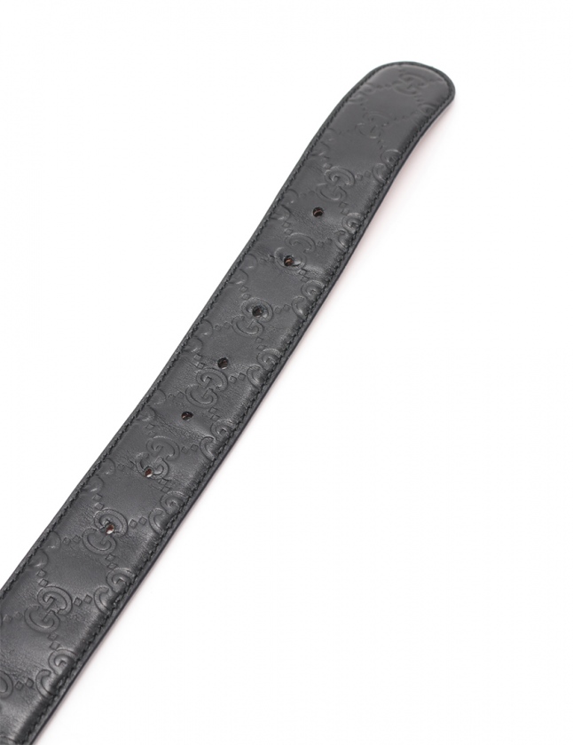 GUCCI グッチ インターロッキング シマ レザーベルト 114876 黒 GUCCI