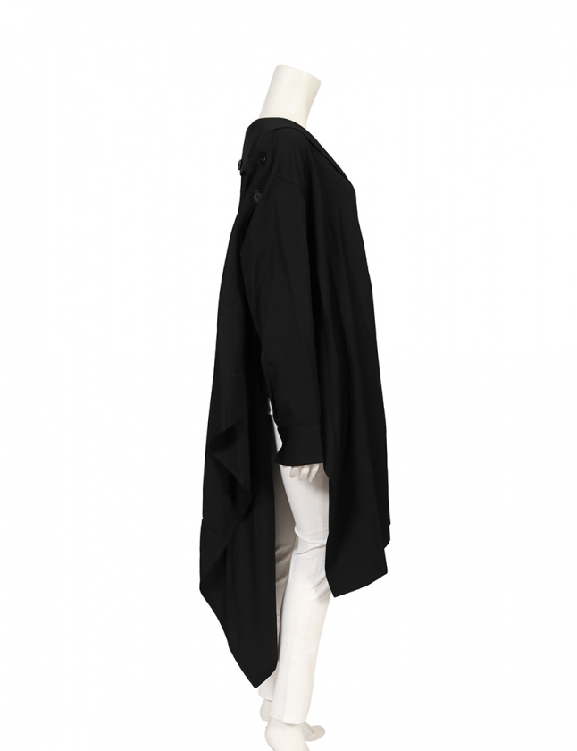 ヨウジヤマモト Yohji Yamamoto ロングジャケット 黒 1 アウター 無地 S Fw D11 100 ウール 変形デザイン レディース 114 ベクトルパーク