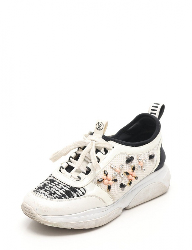 ルイヴィトン LOUIS VUITTON スニーカー 白 黒 37 シューズ 23.5 