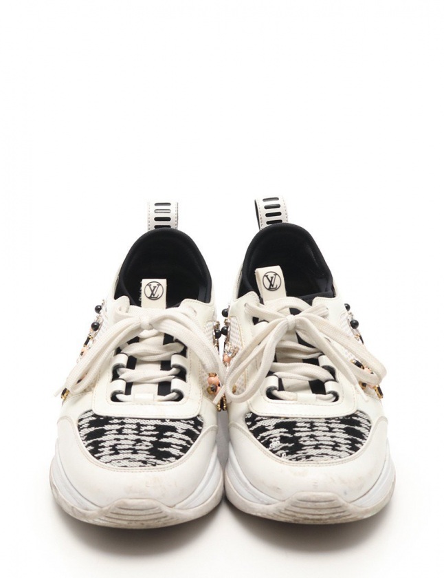ルイヴィトン LOUIS VUITTON スニーカー 白 黒 37 シューズ 23.5 
