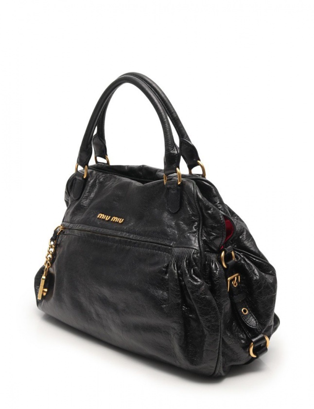 ミュウミュウ miumiu ハンドバッグ ショルダーバッグ 黒 レザー