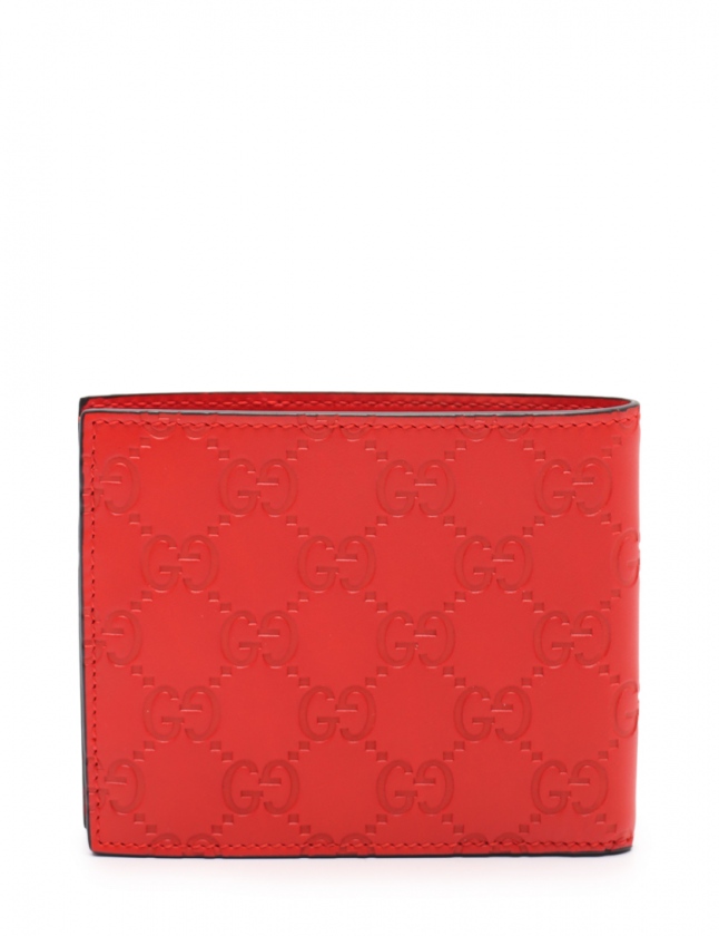 グッチ GUCCI 二つ折り財布 グッチシマ 赤 小物 レザー 406693
