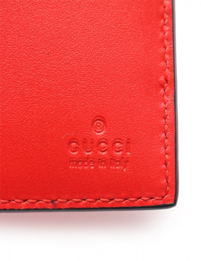 グッチ GUCCI 二つ折り財布 グッチシマ 赤 小物 レザー 406693