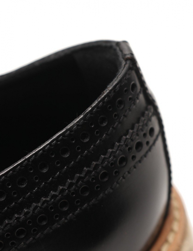 プラダ PRADA レザーシューズ エスパドリーユ 黒 ベージュ 青 39