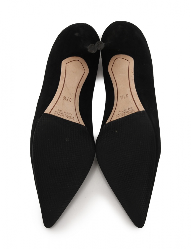 ニナリッチ NINA RICCI パンプス ヒール 黒 37.5 シューズ 24.5cm 