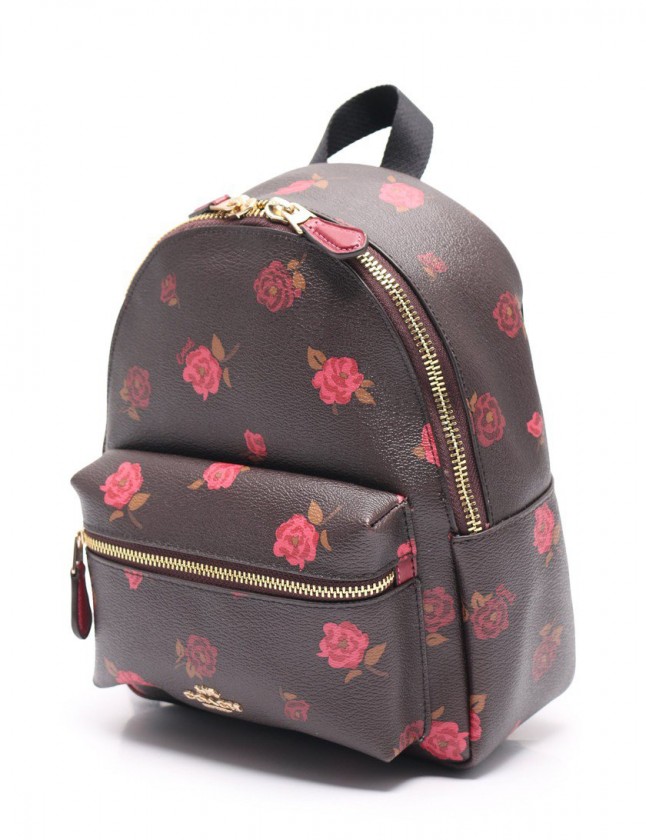コーチ Coach リュックサック バックパック ピオニー ミニ チャーリー 花柄 ダークブラウン ピンク F Pvc ナイロン レザー レディース 114 ベクトルパーク