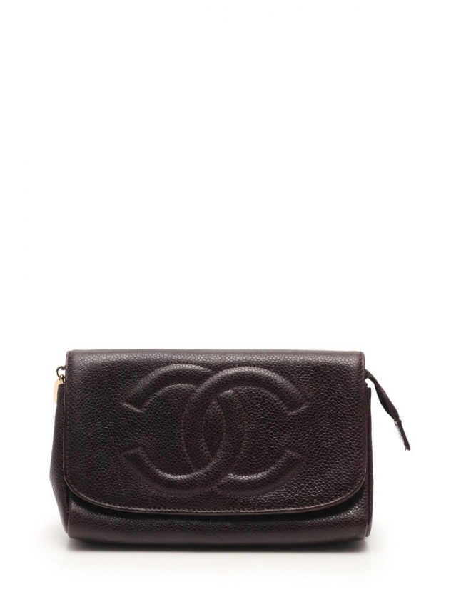 シャネル キャビアスキン ミラー ブラウン CHANEL シャネル マトラッセ ラウンドファスナー長財布 キャビア