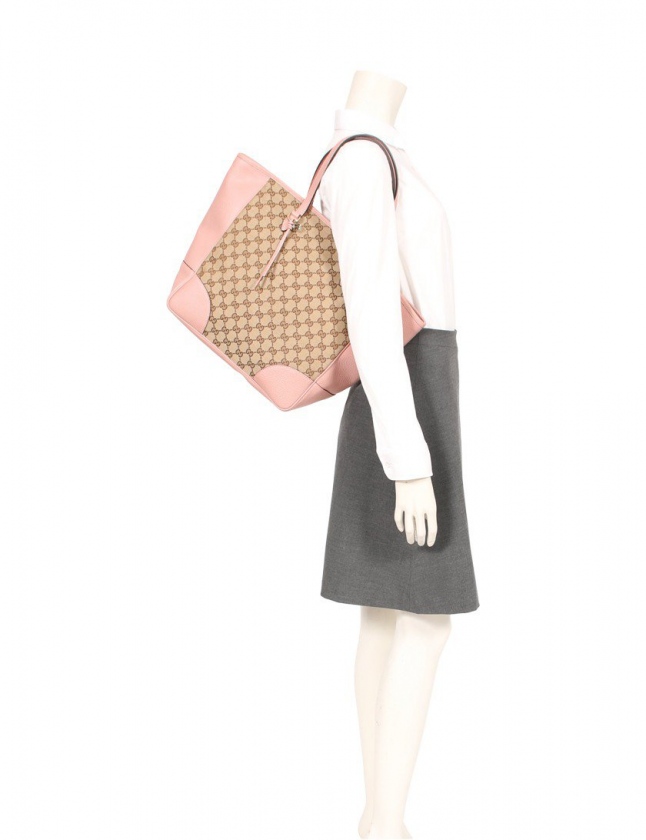 グッチ GUCCI トートバッグ GGキャンバス ベージュ ピンク