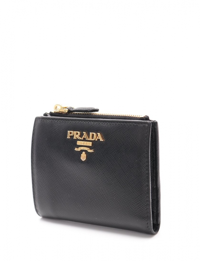 プラダ PRADA 二つ折り財布 黒 小物 サフィアーノレザー 1ML023 