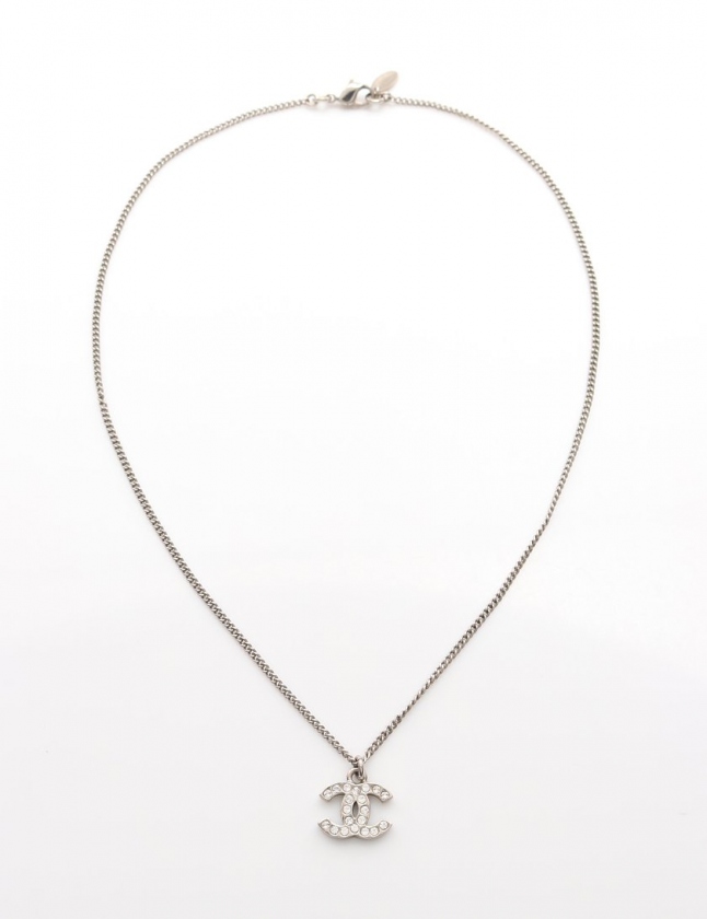 シャネル　ココマーク　ラインストーン　ネックレス　♡c12v シャネル CHANEL ネックレス ココマーク ラインストーン シルバー