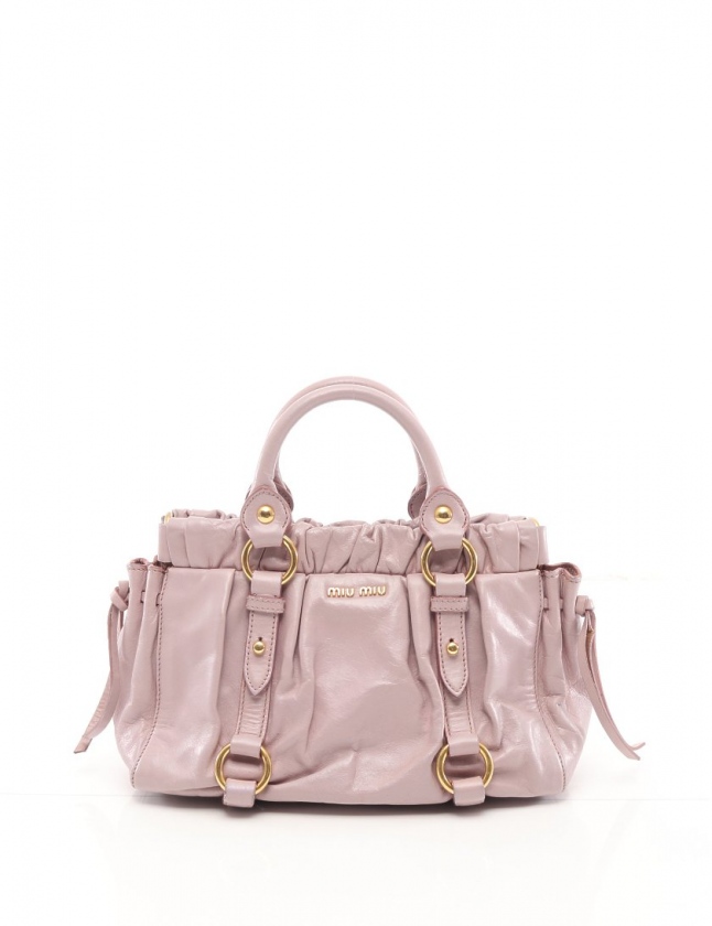 ミュウミュウ miumiu ハンドバッグ ショルダーバッグ ギャザー ピンク 