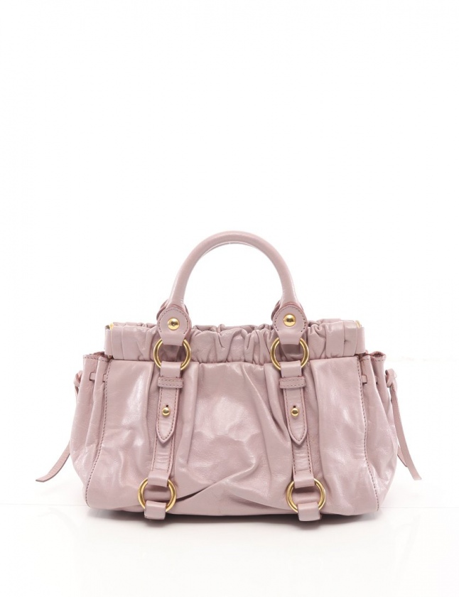ミュウミュウ miumiu ハンドバッグ ショルダーバッグ ギャザー ピンク 