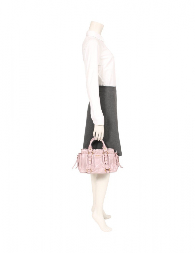 MIUMIU ギャザー ショルダーバッグ パープル レザー