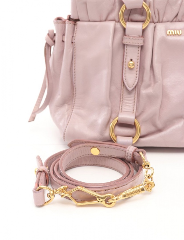 MIUMIU ギャザー ショルダーバッグ パープル レザー