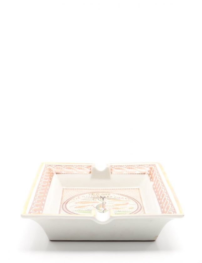 エルメス HERMES 陶器 白×オレンジ×マルチ 灰皿 美品 小物 エルメス 小物 美品 オレンジ×白×マルチ 灰皿 陶器 HERMES