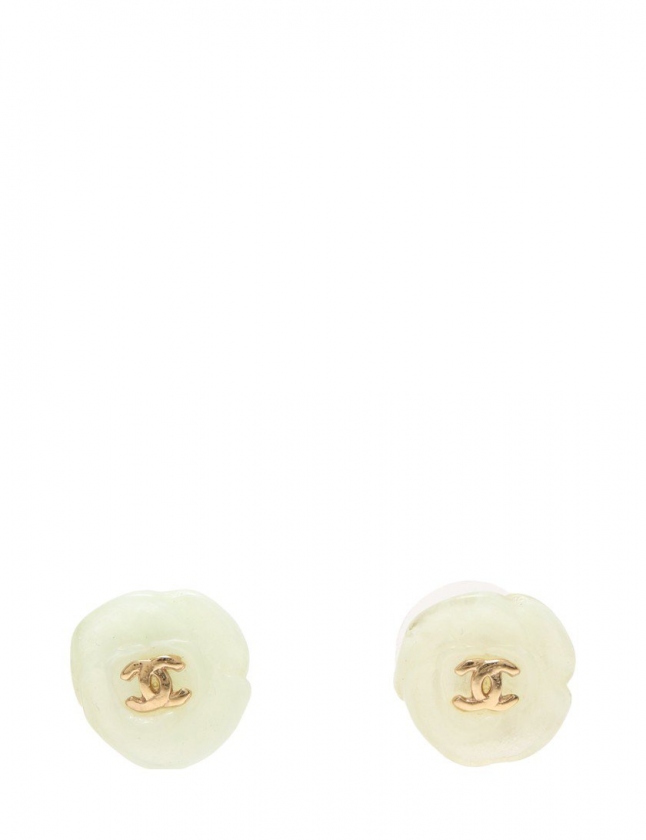 シャネル CHANEL ピアス ココマーク カメリア クリア ゴールド 