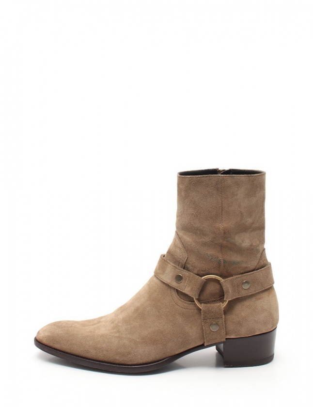 SAINT LAURENT スエード リングブーツ サンローランパリ リングブーツ