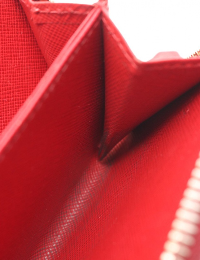 プラダ PRADA ラウンドファスナーコインケース 赤 小物 サフィアーノ