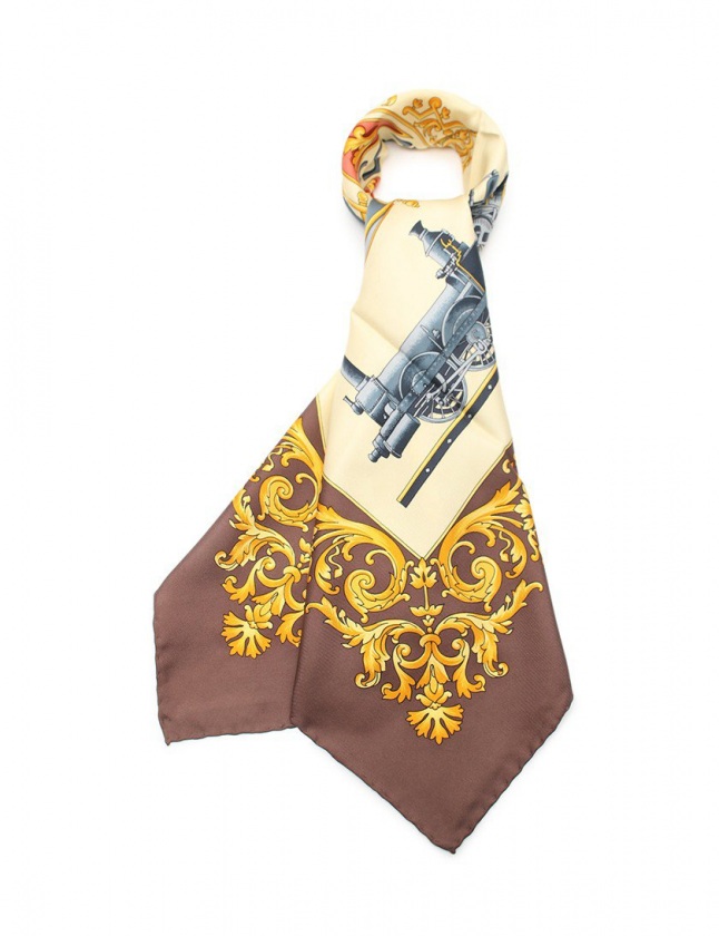 セリーヌ CELINE スカーフ 茶 アイボリー マルチカラー 小物 総柄  