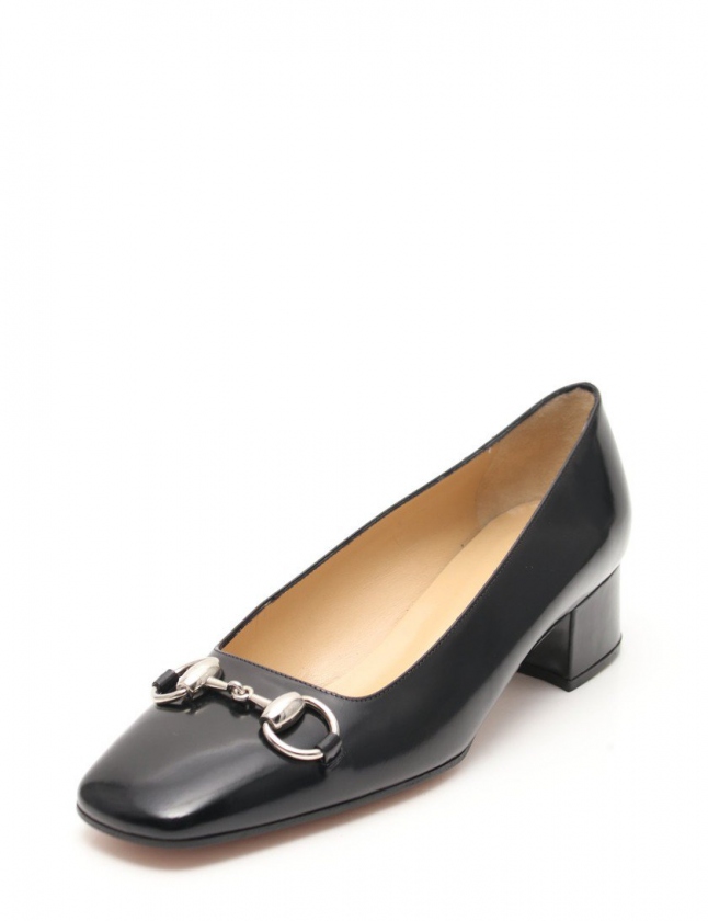 グッチ GUCCI パンプス ヒール ホースビット 黒 37.5 C シューズ 