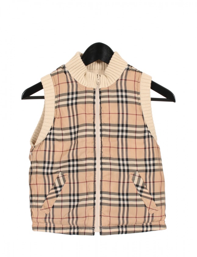 バーバリー BURBERRY 中綿ジップアップベスト ベージュ 130A トップス  