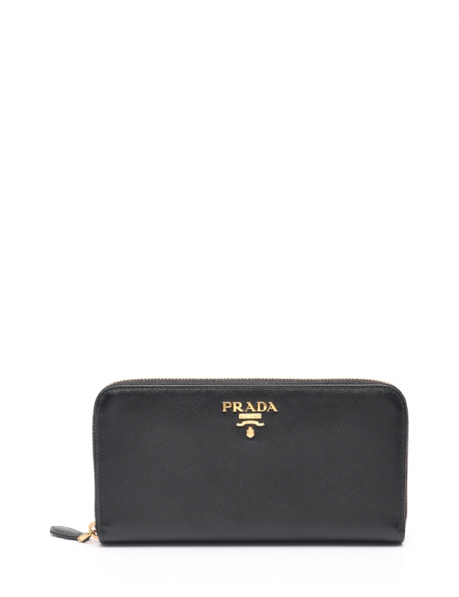 プラダ PRADA ラウンドファスナー長財布 黒 小物 サフィアーノレザー 