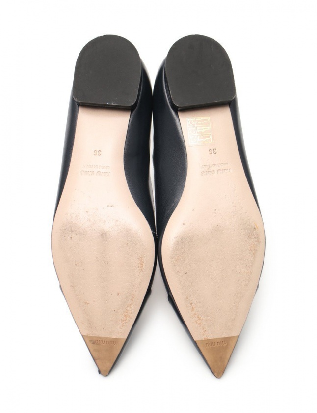 ミュウミュウ miumiu パンプス ポインテッドトゥ ヒール ネイビー 36  