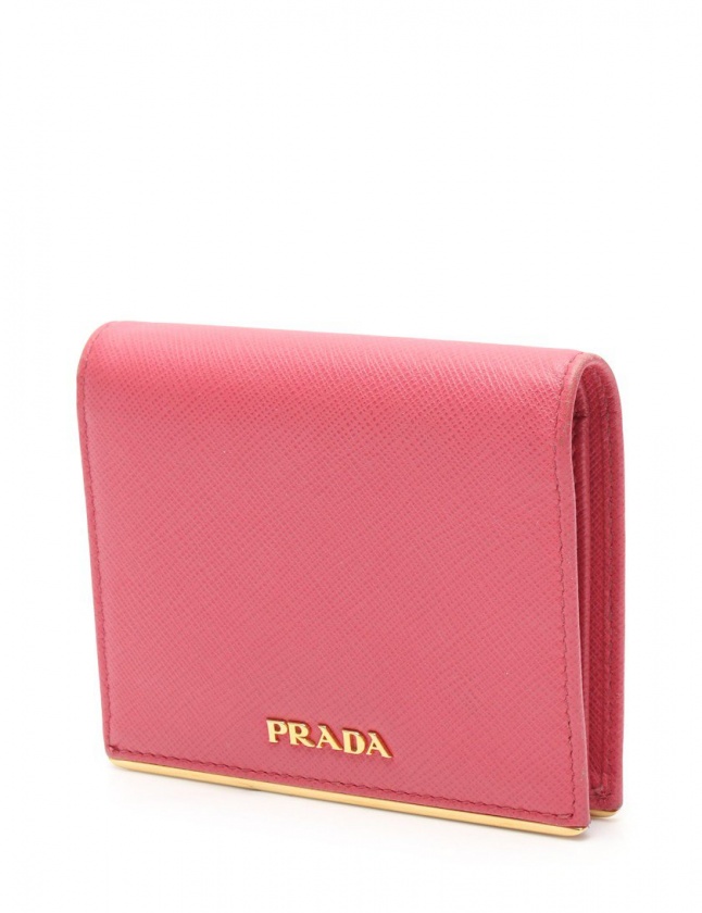 プラダ PRADA 二つ折り財布 ピンク 小物 レザー 1MV204 PORTAF 