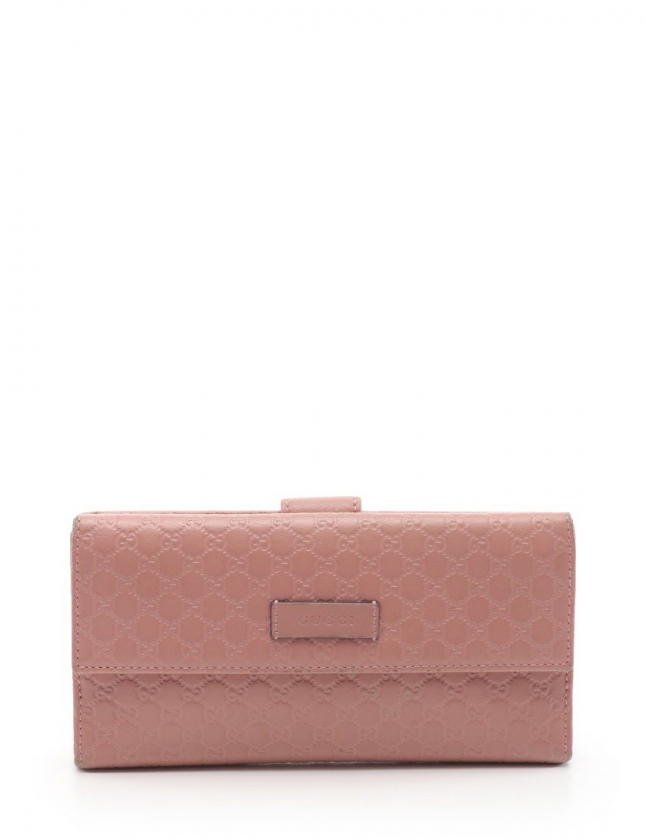 美品　GUCCI マイクロシマ　Wホック　長財布　ピンクベージュ　レディース 美品 GUCCI マイクロシマ Wホック 長財布 ピンクベージュ レディース