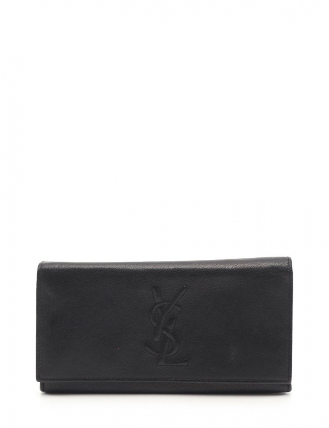 イヴサンローラン YVES SAINT LAURENT 二つ折り長財布 YSLロゴ 黒 小物 