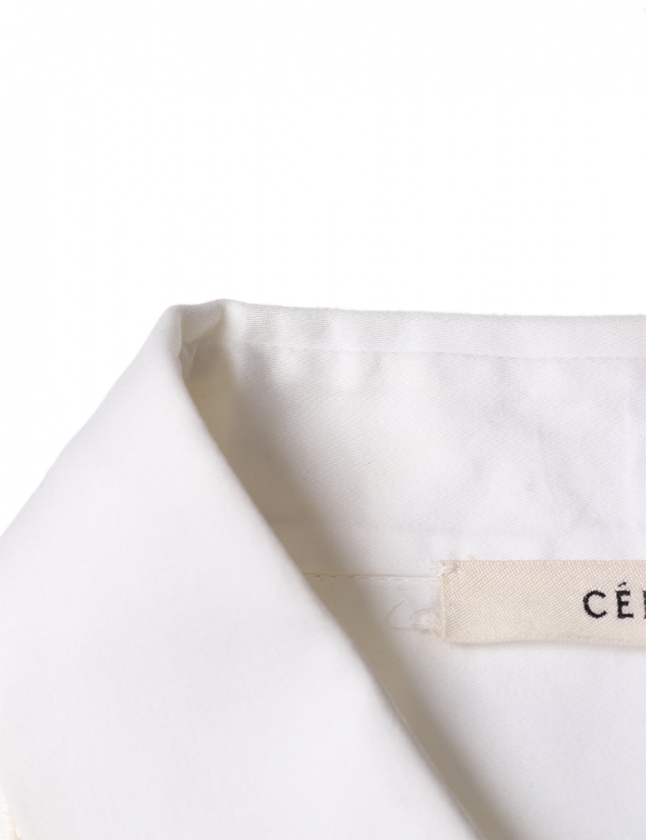 セリーヌ CELINE シャツ 白 アイボリー 38 トップス 長袖 レース